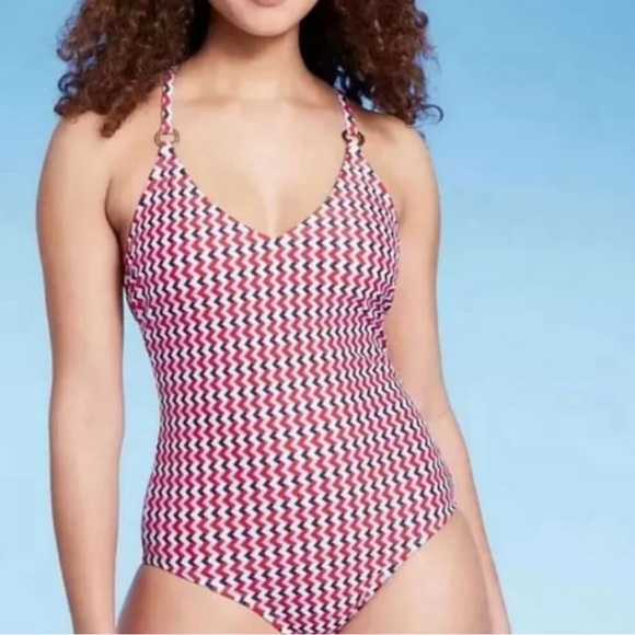Other - Red and White Patterned Women's swimsuit